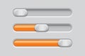 Sliders. Gray orange control level buttons Royalty Free Stock Photo