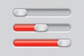 Sliders. Gray red control level buttons