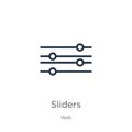 Sliders icon. Thin linear sliders outline icon isolated on white background from web collection. Line vector sign, symbol for web