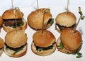 Sliders with mini buns and toothpicks Royalty Free Stock Photo