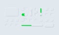 Sliders for websites, mobile menu, navigation and apps. Neumorphic UI UX white user interface web buttons and ui sliders. Royalty Free Stock Photo