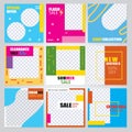 9 Slides modern Social Media banner Template. Promotional square web banner for social media. Banner template designs