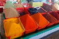 Slides of turmeric, ginger, peppercorns at the Chorsu bazaar in Tashkent