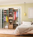 Sliding doors. Bedroom with separate dressing room.