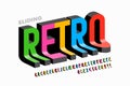 Sliding down retro style 3d font