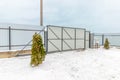 Sliding Metal Gate with Automatic Opening, Winter, Snow