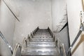 Sliding metal stairs to the attic in the ceiling, open flap and unfolded stairs, modern look. View from the top of the stairs down Royalty Free Stock Photo