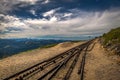 Sliding rail in Schafbergspitze station in Austria