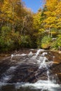 Sliding Rock in Pisgah National Forest in North Carolina in autumn.