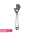 Sliding wrench in one color, icon. Adjustable wrench. Isolated on a white background. Flat vector illustration. Royalty Free Stock Photo