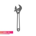 Sliding wrench in one color, icon. The adjustable wrench is ready-made. Isolated on a white background. Flat vector Royalty Free Stock Photo