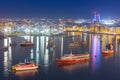 Sliema, Malta - January 9, 2020: Architecture of the harbor in Sliema city at night, Malta