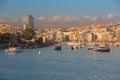 Sliema, Malta - January 10, 2020: Architecture of the harbor in Sliema city at sunrise, Malta