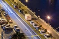 Sliema, Malta - January 9, 2020: Road at the harbor in Sliema city at night, Malta