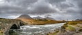 Sligachan Old stone Bridge over River Sligachan - Isle of Skye, Scotland UK Royalty Free Stock Photo