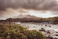 Sligachan river and The Cuillins, Isle of Skye at sunset