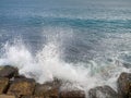 Slight sea on rocks. Seafront of Monopoli. Apulia. Royalty Free Stock Photo