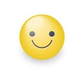 Slightly cartoon smiling yellow vector face. Smiling fun emoticon with happy mood. Glad smile icon for applications and Royalty Free Stock Photo