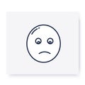 Slightly frowning face line icon. Editable