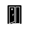 Black solid icon for Slightly, door and ajar