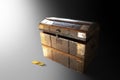 Slightly open treasure chest in bright light Royalty Free Stock Photo