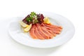 Slightly Salted Salmon Fillet with Lemon and Greens
