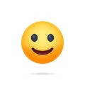 Slightly smiling face. Facebook emoji with shadow on a white background