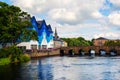 Beautiful landscape in Sligo, Ireland with river and colorful houses Royalty Free Stock Photo