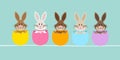 Slim Banner Five Easter Bunny Eggshell Turquoise