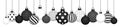 Banner Hanging Christmas Balls Pattern Black And White Royalty Free Stock Photo