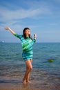 Slim brunette girl enjoying sunlight