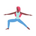 Slim cartoon woman character in yoga asana, flat vector illustration isolated.