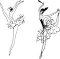 Slim dancing ballerina drawn in one touch with a pencil