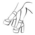 Slim female legs in high-heeled shoes. Hand-drawn fashion illustration Royalty Free Stock Photo