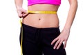 A slim girl measuring her waist Royalty Free Stock Photo