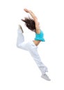 Slim hip-hop style teenage girl jumping dancing Royalty Free Stock Photo