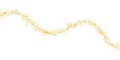 Slim horizontal wavy strip sprinkled with crumbs golden texture. Background Gold dust isolated. Vector