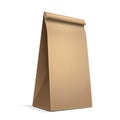 Slim Paper Bag Package Of Coffee, Salt, Sugar, Pepper, Spices Or Flour, Filled, Folded, Close, Brown. Vector EPS10