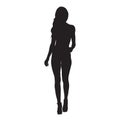 Slim woman on high heels shoes walking forward. Front view Royalty Free Stock Photo