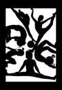 Poster silhouette of a gymnast. hand drawing. Not AI, Vector Illustration Royalty Free Stock Photo