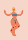 slim toned girl in bikini beautiful woman standing pose love your body concept