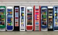 Slim vertical Fridges, Soda pop drinks and soft drinks in Fridge