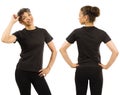 Slim woman wearing blank black shirt Royalty Free Stock Photo