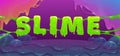 Slime banner with green slimy text. Vector art