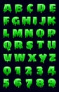 Slime Font green bubbling toxic mold. Letters numbers. Vector cartoon style illustration Royalty Free Stock Photo