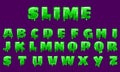 Slime Font green bubbling toxic mold. Letters numbers. Vector cartoon style illustration Royalty Free Stock Photo