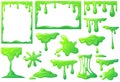 Slime frame. Cartoon mucus green goo drip sticky slimy mucus, liquid splash splatter, viscous snot, blob poison, splodge