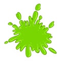 Slime green toxic paint, drip shape splash