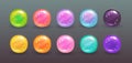 Slime gui elements, round glossy buttons set.