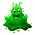 Slime Monster green colorful glitter character. Liquid funny slimy alien. Vector illustration
